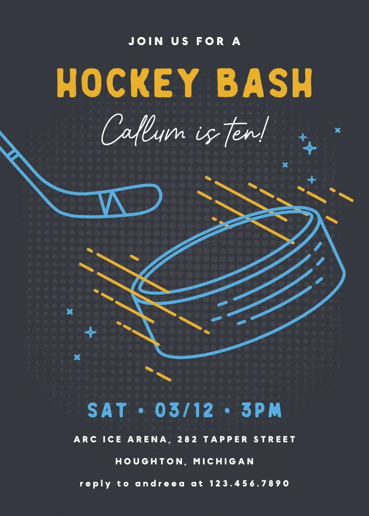 Hockey stars - spor ve oyun davetiyesi